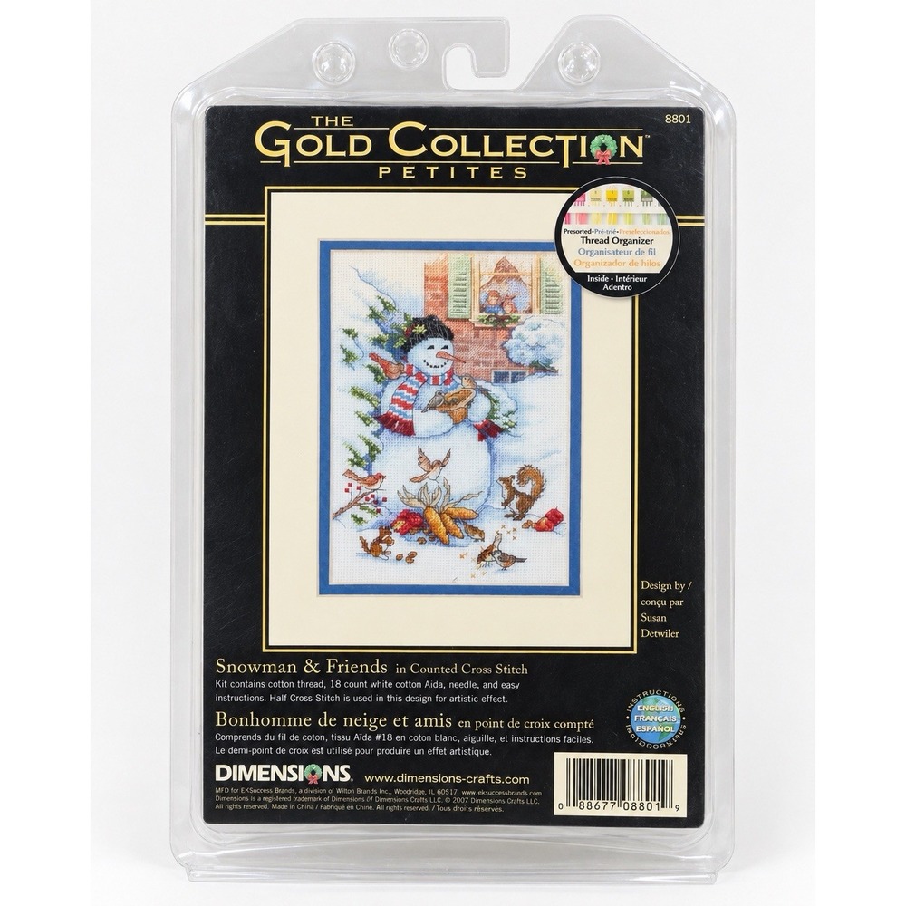 Dimensions Gold Collection Petites 8801 Snowman & Friends Cross Stitch Kit NIP